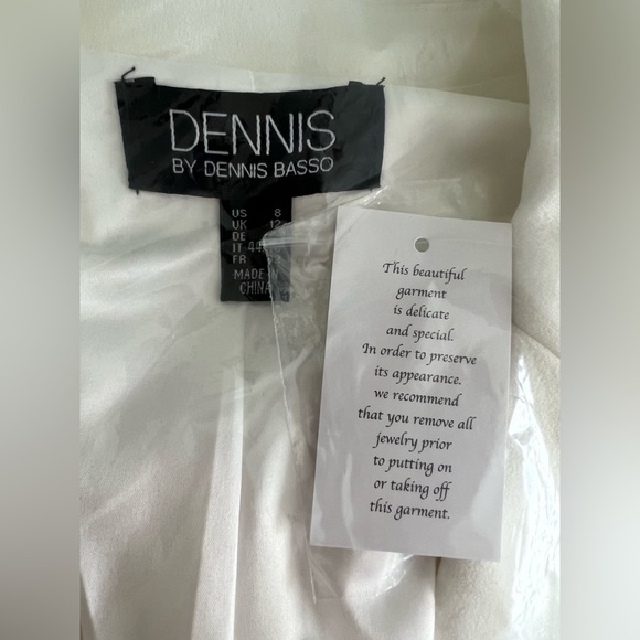 *Dennis Basso Luxe Crepe Peplum Blazer w/ Lace Sleeves Size 8 ~ A373116 Ivory - Picture 5 of 8